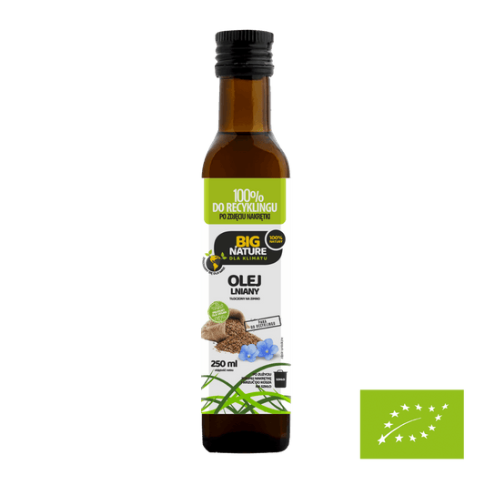 Olej lniany tłoczony na zimno BIO 250 ml